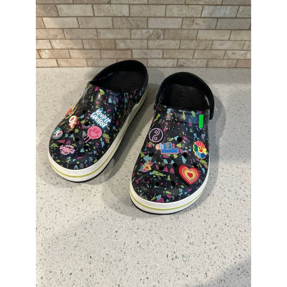 Crocs All Terrain Terrazzo Clogs Splash Blue Black Green Purple